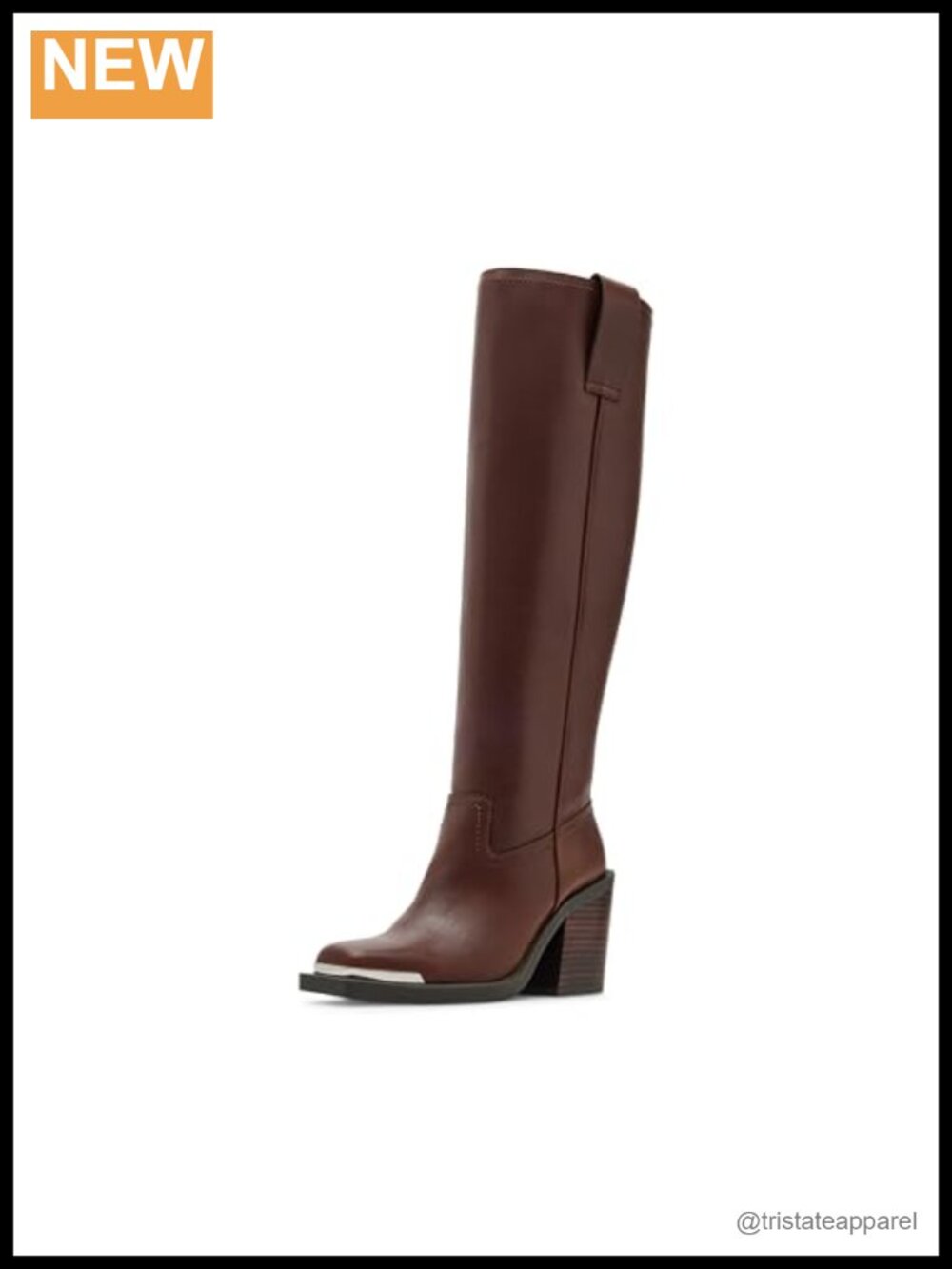 Madden Girl Knee High Block Heel Square Toe Faux Leather Boots